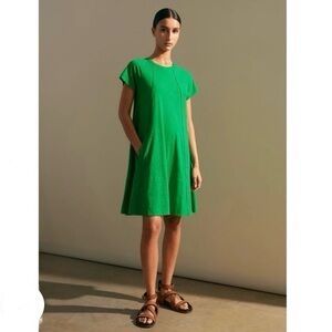ME+EM Cotton Slub Jersey Raglan T Shirt Swing Dress 2 Kelly Green Minimalist
